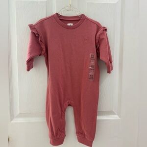 GAP Baby Girl Ruffle Fleece One-piece Outfit 6-12M